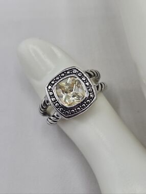 Swarovski Crystal Elements Silver Statement Ring Pale Yellow Citrine Size 9 Prom